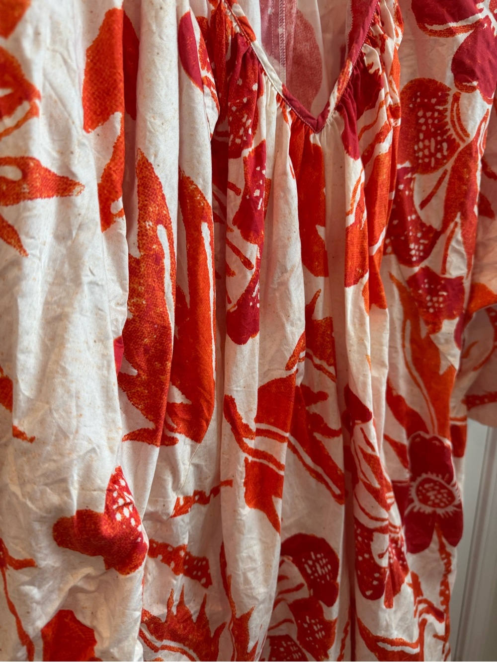 Mara Hoffman Red Floral Organic Cotton Luz Dress Kaftan Size Medium - Picture 7 of 9